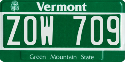 VT license plate ZOW709