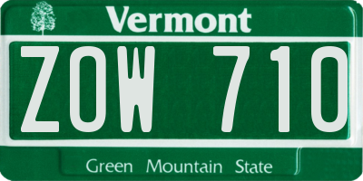 VT license plate ZOW710