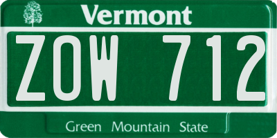 VT license plate ZOW712
