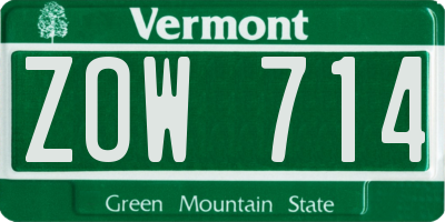 VT license plate ZOW714