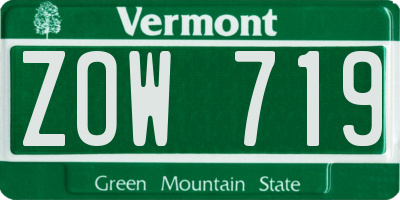 VT license plate ZOW719