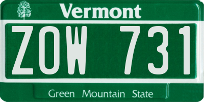VT license plate ZOW731