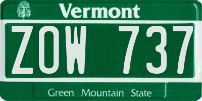 VT license plate ZOW737
