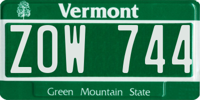 VT license plate ZOW744