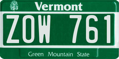 VT license plate ZOW761