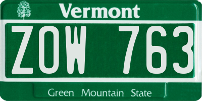 VT license plate ZOW763