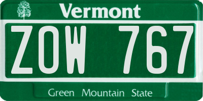 VT license plate ZOW767