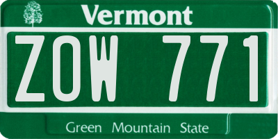VT license plate ZOW771