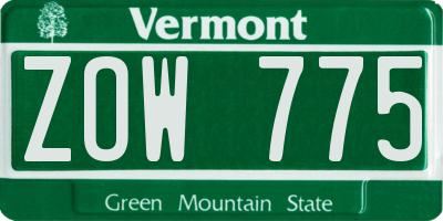 VT license plate ZOW775