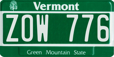 VT license plate ZOW776