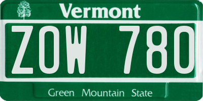 VT license plate ZOW780