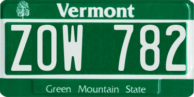 VT license plate ZOW782