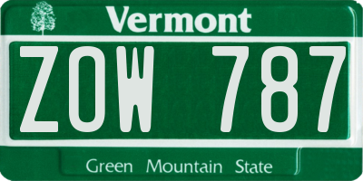 VT license plate ZOW787