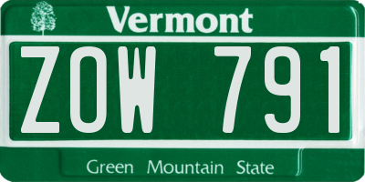 VT license plate ZOW791