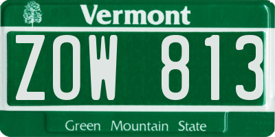 VT license plate ZOW813