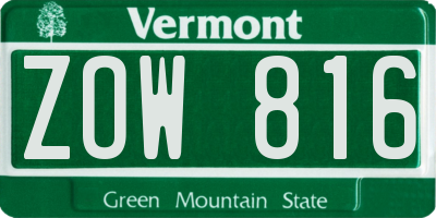VT license plate ZOW816