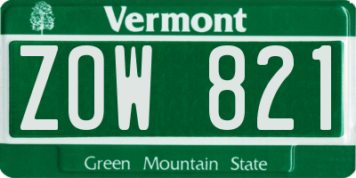 VT license plate ZOW821