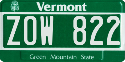 VT license plate ZOW822
