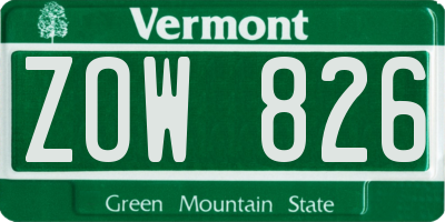 VT license plate ZOW826