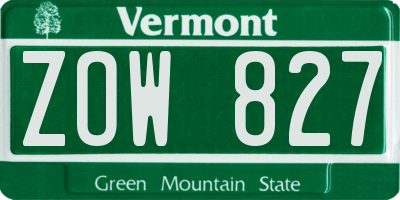 VT license plate ZOW827