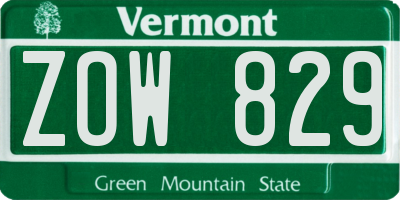 VT license plate ZOW829