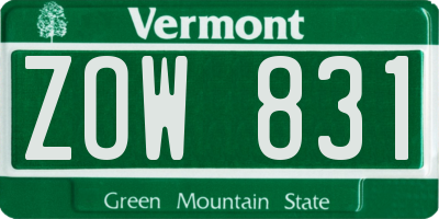 VT license plate ZOW831