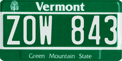 VT license plate ZOW843