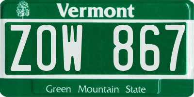 VT license plate ZOW867