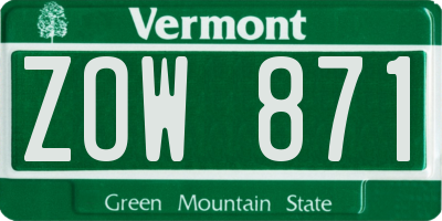 VT license plate ZOW871