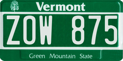 VT license plate ZOW875