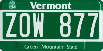 VT license plate ZOW877