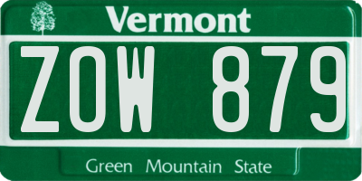 VT license plate ZOW879