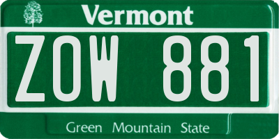 VT license plate ZOW881