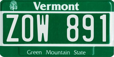 VT license plate ZOW891