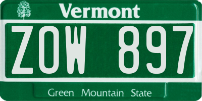 VT license plate ZOW897