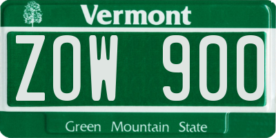VT license plate ZOW900
