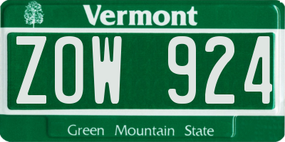 VT license plate ZOW924