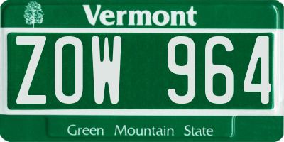VT license plate ZOW964