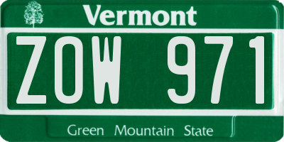 VT license plate ZOW971