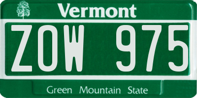 VT license plate ZOW975