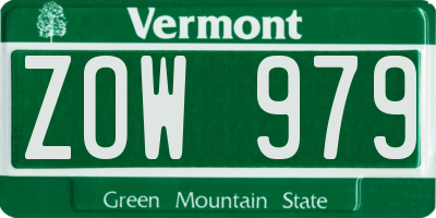 VT license plate ZOW979