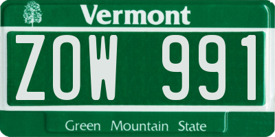 VT license plate ZOW991