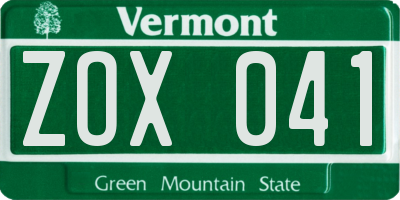 VT license plate ZOX041