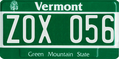 VT license plate ZOX056