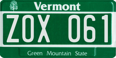 VT license plate ZOX061
