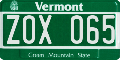 VT license plate ZOX065