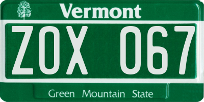 VT license plate ZOX067