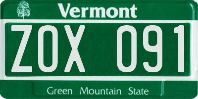 VT license plate ZOX091