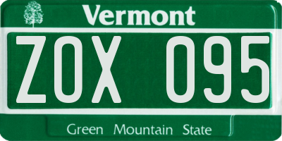 VT license plate ZOX095