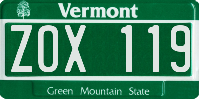 VT license plate ZOX119